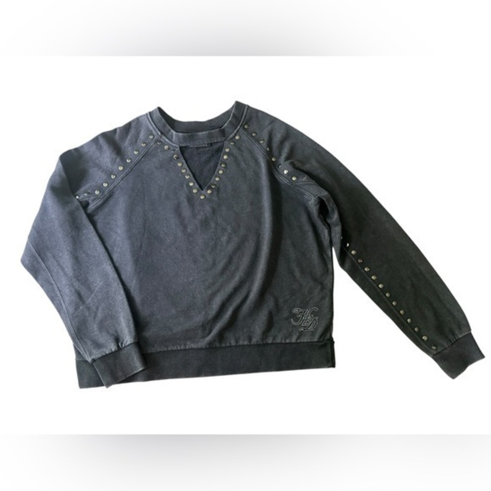 Harley Davidson Crewneck Studded Sweatshirt - Womens Size Large Heathered Black
